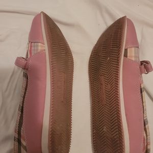 Pink plaid loafers